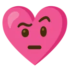 faccina con sopracciglia alzate + cuore con fiocco