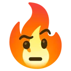 faccina con sopracciglia alzate + fuoco