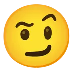 faccina con sopracciglia alzate + faccina con sorrisetto
