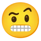 faccina con sopracciglia alzate + faccina con smorfia