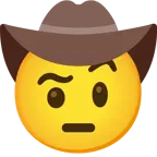 faccina con sopracciglia alzate + faccina con cappello da cowboy