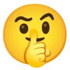 faccina con sopracciglia alzate + faccina che zittisce
