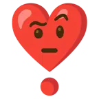 faccina con sopracciglia alzate + punto esclamativo a cuore