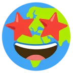 star-struck + globe showing Europe-Africa