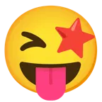 star-struck + winking face with tongue