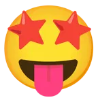 star-struck + squinting face with tongue
