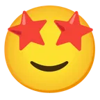 star-struck + slightly smiling face