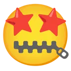 star-struck + zipper-mouth face