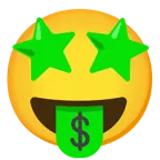 star-struck + money-mouth face