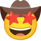 star-struck + cowboy hat face