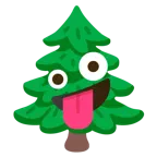 faccina impazzita + albero sempreverde
