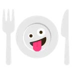 faccina impazzita + piatto e posate