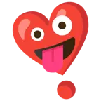 faccina impazzita + punto esclamativo a cuore