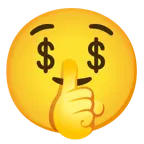 faccina che zittisce + faccina avida di denaro