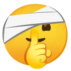 faccina che zittisce + faccina con la testa bendata
