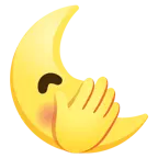 faccina con mano sulla bocca + faccina ultimo quarto di luna