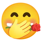 faccina con mano sulla bocca + rosa