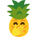 faccina con mano sulla bocca + ananas
