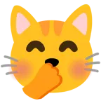 faccina con mano sulla bocca + muso di gatto