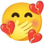 faccina con mano sulla bocca + cuore infranto