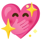 faccina con mano sulla bocca + cuore che luccica