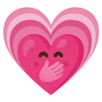 faccina con mano sulla bocca + cuore che cresce