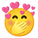 faccina con mano sulla bocca + cuore con freccia