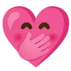 faccina con mano sulla bocca + cuore con fiocco