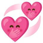 faccina con mano sulla bocca + cuori che girano