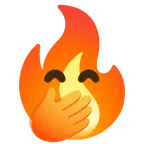 faccina con mano sulla bocca + fuoco