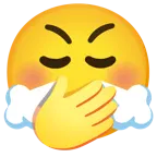 faccina con mano sulla bocca + faccina che sbuffa