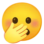 faccina con mano sulla bocca + faccina imbronciata con bocca aperta