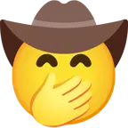 faccina con mano sulla bocca + faccina con cappello da cowboy