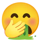faccina con mano sulla bocca + faccina che vomita