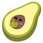 faccina con mano sulla bocca + avocado