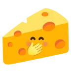 faccina con mano sulla bocca + fetta di formaggio