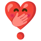 faccina con mano sulla bocca + punto esclamativo a cuore