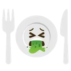 faccina che vomita + piatto e posate