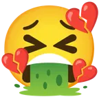 faccina che vomita + cuore infranto