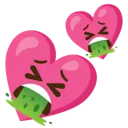 faccina che vomita + due cuori