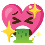 faccina che vomita + cuore che luccica