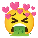 faccina che vomita + cuore con freccia