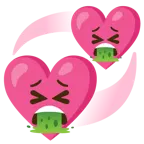 faccina che vomita + cuori che girano