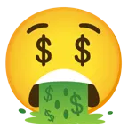 faccina che vomita + faccina avida di denaro