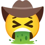 faccina che vomita + faccina con cappello da cowboy