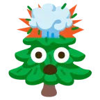 testa che esplode + albero sempreverde