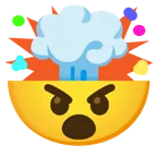 testa che esplode + faccina arrabbiata