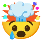 testa che esplode + faccina che piange