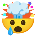 testa che esplode + faccina sorridente con lacrima