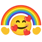 smiling face with hearts + rainbow